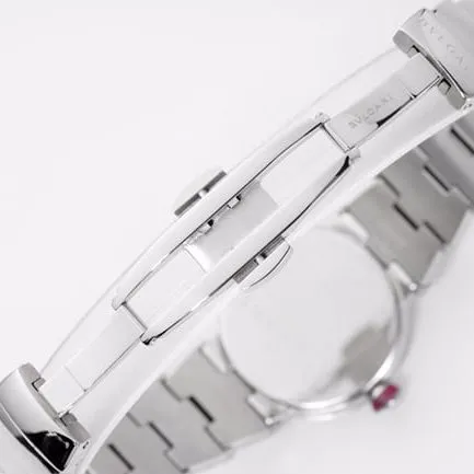top-tier replicaBvlgari women's white dialsteel braceletLVCEA series quartz watch side view