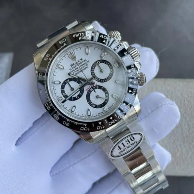 Dachang high-quality replicaC factory new Panda ceramic white steel Daytona4130movement front view