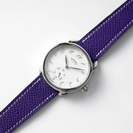 top-tier Hermès women's white dial purple belt women's classic watch series quartz watch side view