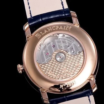 OM FactoryBlancpaintop-tier watch men's blue dial blue belt villeret classic 6654 new V3 upgraded leather strap watch detail shots