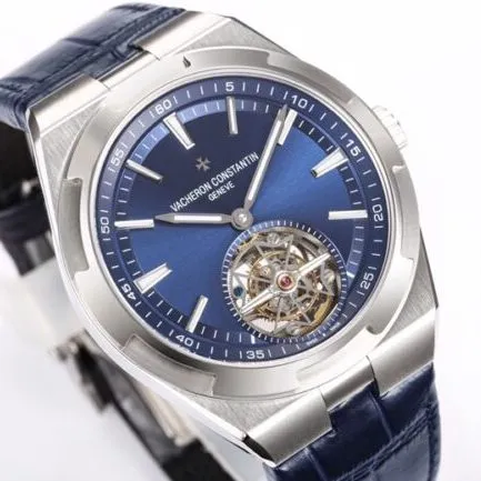 Top-tier imitation BBR Vacheron Constantin Overseas Tourbillon, peak aesthetics, king of steel watches, blue dial, detailed pictures.