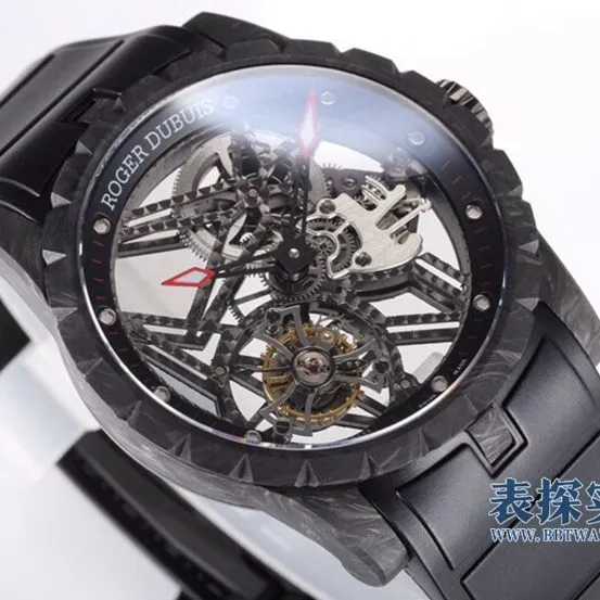 BBR King Roger Dubuis watch carbon fiber hollow tourbillon black rubber bottom cover picture