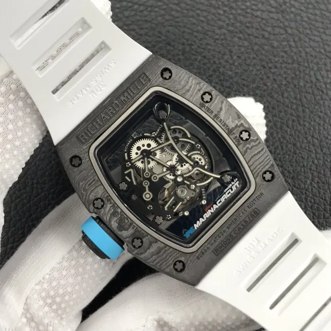 ZF Factorytop-tier watch Richard Mille men's black dial white rubber strap limited edition mechanical watch clasp picture