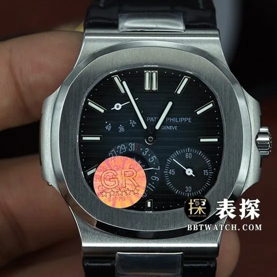 GR factory Patek Philippe sporty elegant 5712top-tier 1:1high-quality watch men's black dialleather strap model pictures and prices caseback live photo
