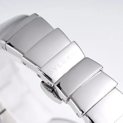 top-tier replicaBvlgari women's white dialsteel braceletLVCEA series quartz watch side view