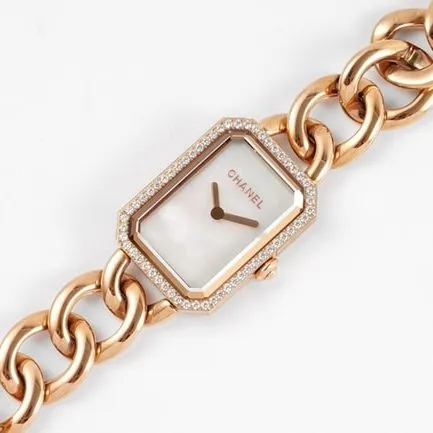top-tier replicaChanel women's white dialrose goldPremiere series steel bracelet watch detail shots