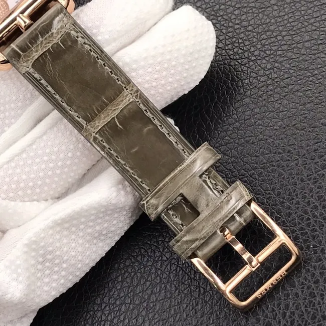 YF factory top collectible watches Hermes women's white disk brown belt square steel belt quartz watch side view
