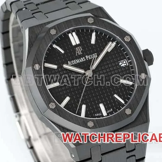 APS factory Audemars PiguetRoyal Oak1:1super cloneblack dial black ceramic15500caseback live photo