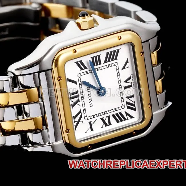 watch cheetah BBa factory Cartierwhite dial yellow goldsteel braceletquartzcaseback live photo