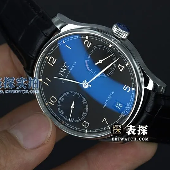 YL factory IWC Portugal top-tier 1:1high-quality watch men's Portuguese seven black dialleather strap model pictures and prices caseback live photo