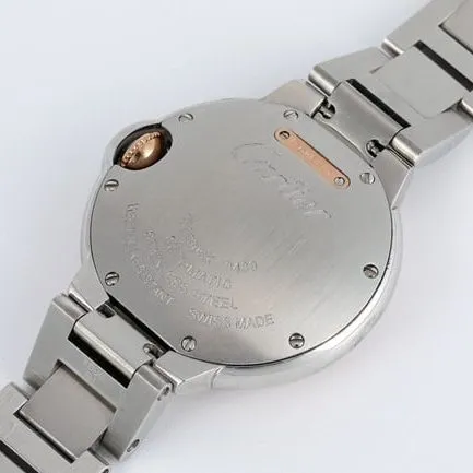 V6 factory Cartiertop-tier watch ladies blue balloon series white dialsteel bracelet mechanical watch back cover picture