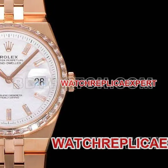 ES factory Rolex land type 1:1top-tier replicarose goldwhite dialdiamond bezel127285side live photo