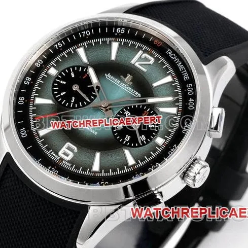 Top collectible watches Jaeger-LeCoultre Beichen Gray Plate Mechanical Black Rubber Model Side Actual Pictures
