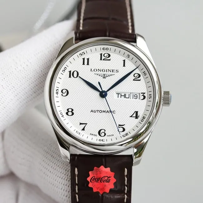 KL factory top-tier watch Longines famous craftsman double date displayl2.775white dial watch front view