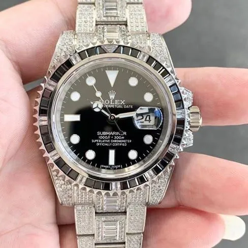 Rolextop-tier watch men's black dialsteel bracelet fully automatic movementSubmariner watch front view