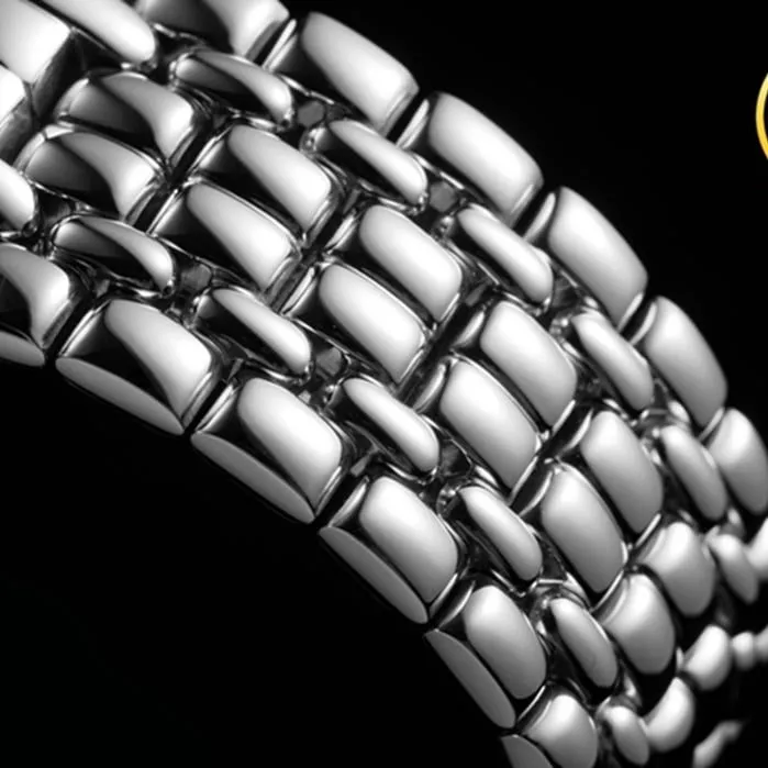 top-tier watch Longines men's gray plate steel bracelet magnificent series 40mm watch front view