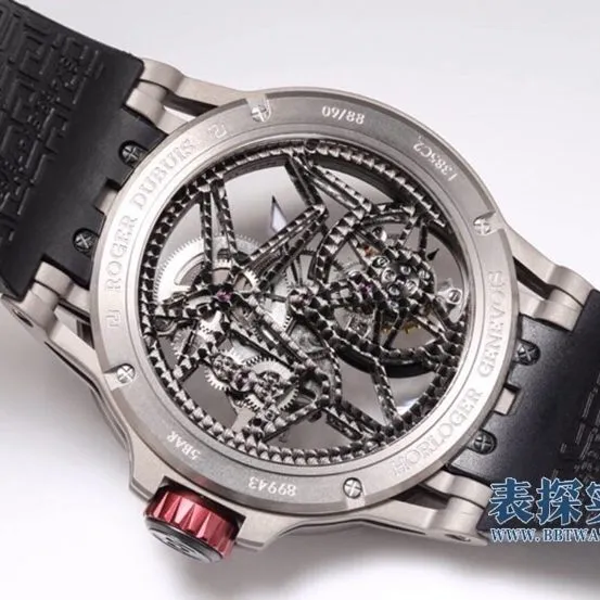 BBR King Roger Dubuis watch white steel tourbillon hollow rubber model RDDBEX0545clasp picture