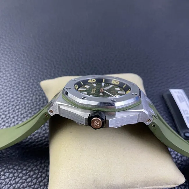BF factory Audemars Piguettop-tier watch new men's model green dial green strap full automatic movement side view
