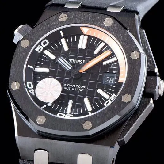 Audemars Piguettop-tier watch 15706 series ceramic bezelblack dial men's mechanical watch front view