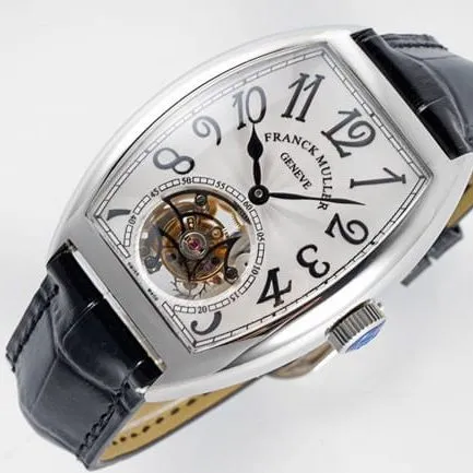 Frank Muller top collectible watches latest men's white disk black strap tourbillon mechanical belt buckle figure