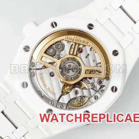 APS factory Audemars PiguetRoyal Oaktop-tier replicablue dial white ceramic15500caseback live photo