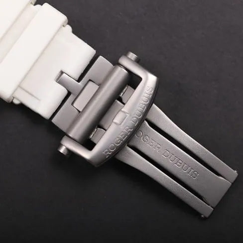 JB Factory top Roger Dubuis Excalibur series automatic mechanical tourbillon black dial white rubber strap watch detailed pictures