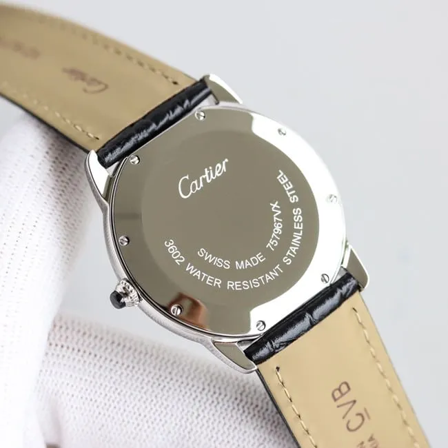 3WF factory Cartiertop-tiertop-tier couple London series men's white dialquartzleather strap watch front view