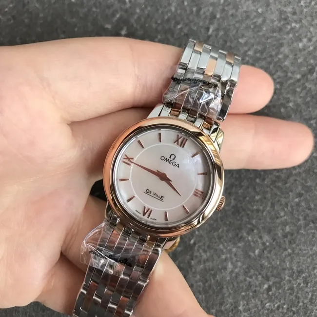 DK factory top-tier replicaOmega super a watch women's white dial gold steel bracelet natural real diamond butterfly series quartz watch clasp picture