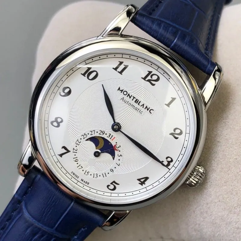 Montblanc watch star bright star shine moon phase dial buckle figure