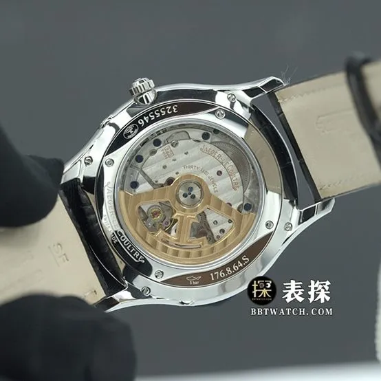 ZF Factory master Jaeger-LeCoultre1:1replica watch silver dialmoon phaseleather strap model 1368430caseback live photo