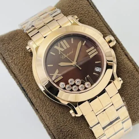 YF factory top-tier watch ChopardHAPPY DIAMONDS series 18k gold ladies watch side view