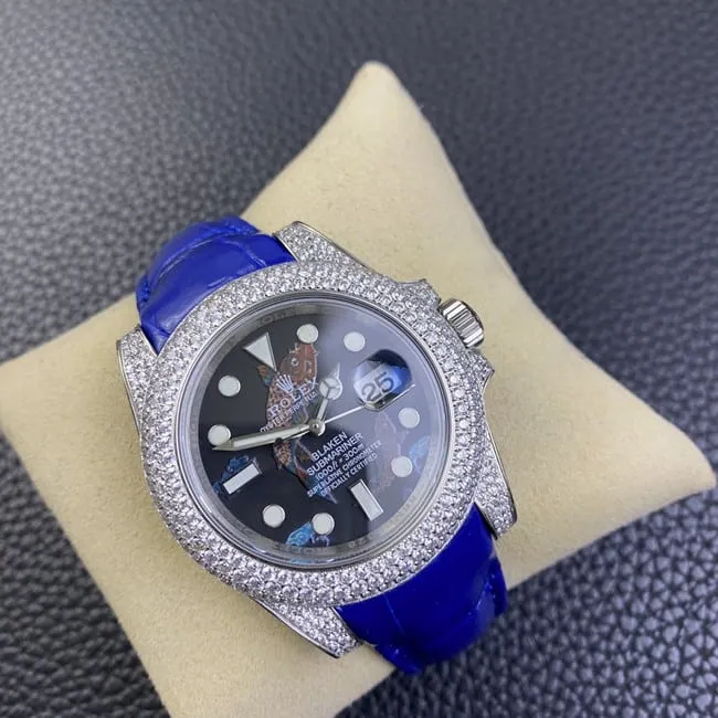 top-tier replicaRolexsuper watch Submariner series full automatic movement men's black dial blue belt front view