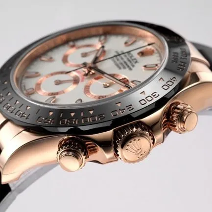 top-tier Rolex men's white dial black rubber strap Cosmograph Daytona automatic movement watch front view