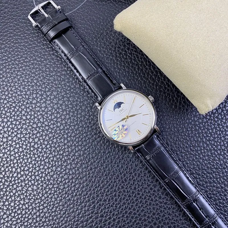 IWC watch Portofino series moon phase automatic watch side view