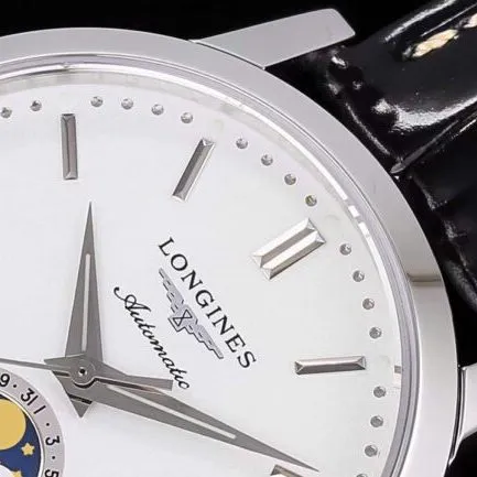 top-tier watch Longines classic retro series white steel white bottom 1832 model mechanical men's watch front view