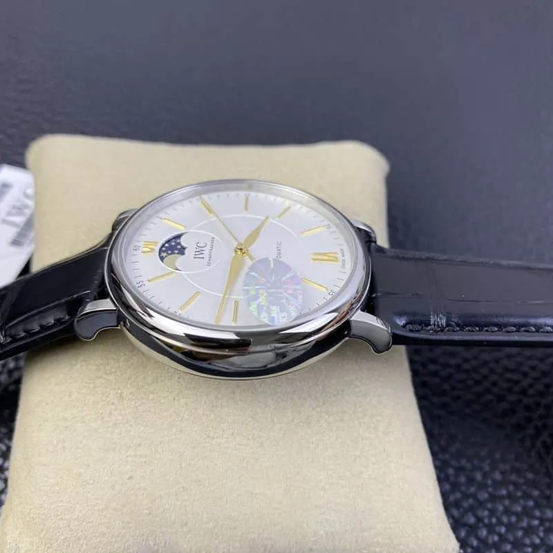 IWC watch Portofino series moon phase automatic watch side view