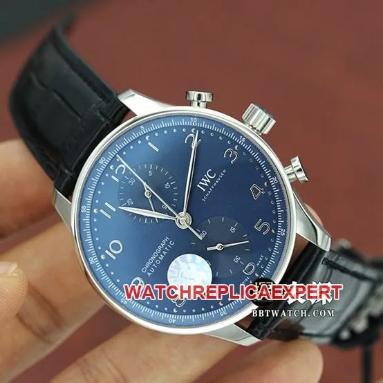 ZF factory Portuguese Universal collectible watches blue dial chronograph strap models IW371606 buckle actual photo