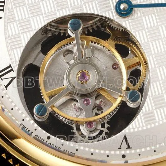 Breguet collectible watch RMS factory classic silver white dialtourbillonyellow gold mechanical leather strap model braceletlive photos