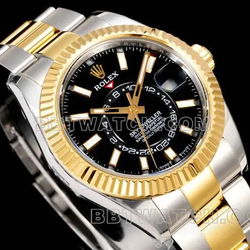 collectible watch Navigator AR+ factory Rolexblack dial mechanical room gold steel braceletcaseback live photo