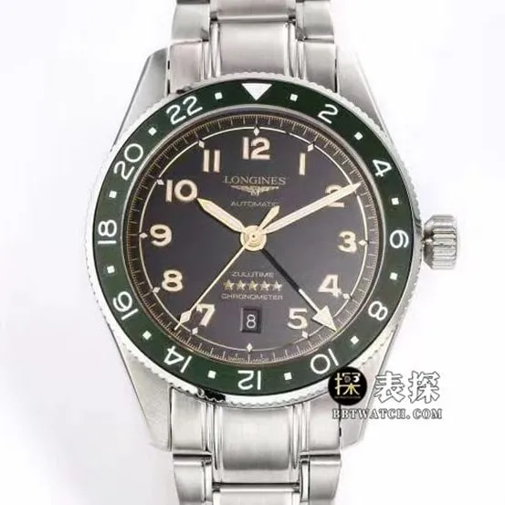 Sports Longines1:1replica watch carbon black dialsteel bracelet model L3.812.4.63.6side live photo