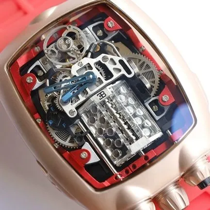 top-tier Bugatti Veyron watch men's white dialrubber strap mechanical watch detail shots