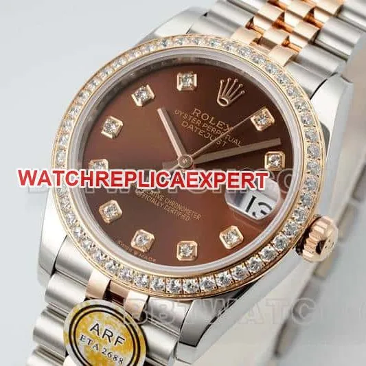 ARF FactoryRolex log 1:1top-tier brown disc diamond bezel31mm intergold five-lattice chain link278381side live photo