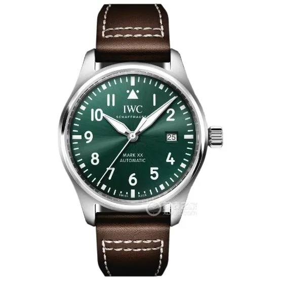 V7 pilot IWC1:1replica watch men's green dialleather strap model IW328205front live photo