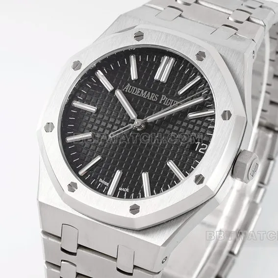 APS factory Audemars PiguetRoyal Oak1:1super cloneblack dialsteel bracelet model 15510ST.OO.1320ST.07side live photo