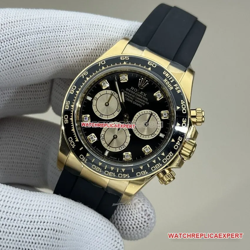 Clean factory Rolex Daytona super A imitation black plate all gold rubber models 126518 back real picture