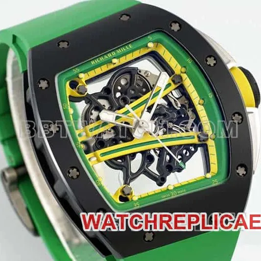 APS factory Richard Mille men's green rubber RM 61-01braceletlive photos