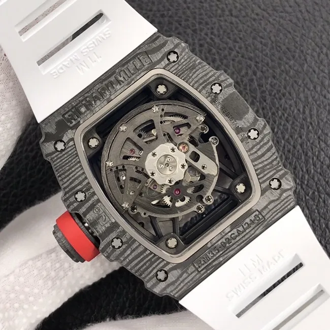 ZF Factorytop-tier watch Richard MilleRM035-2black dial white rubber strapautomatic movement watch side view