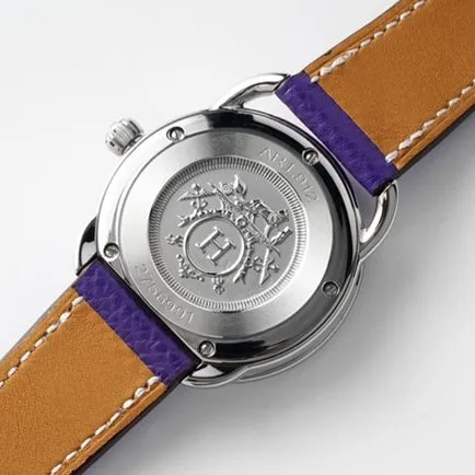 top-tier Hermès women's white dial purple belt women's classic watch series quartz watch side view