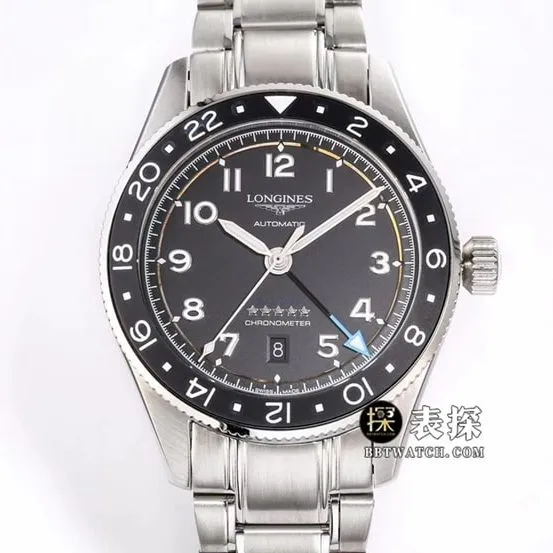 Sports Longines1:1replica watch men's black dialsteel bracelet model L3.812.4.53.6side live photo
