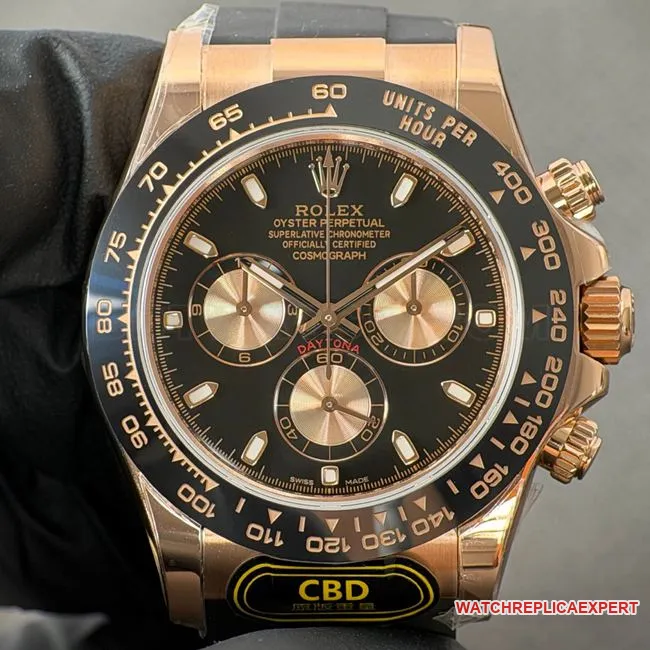 1:1replica watch DaytonaCBD factory Rolexrose gold case black dial4130side live photo